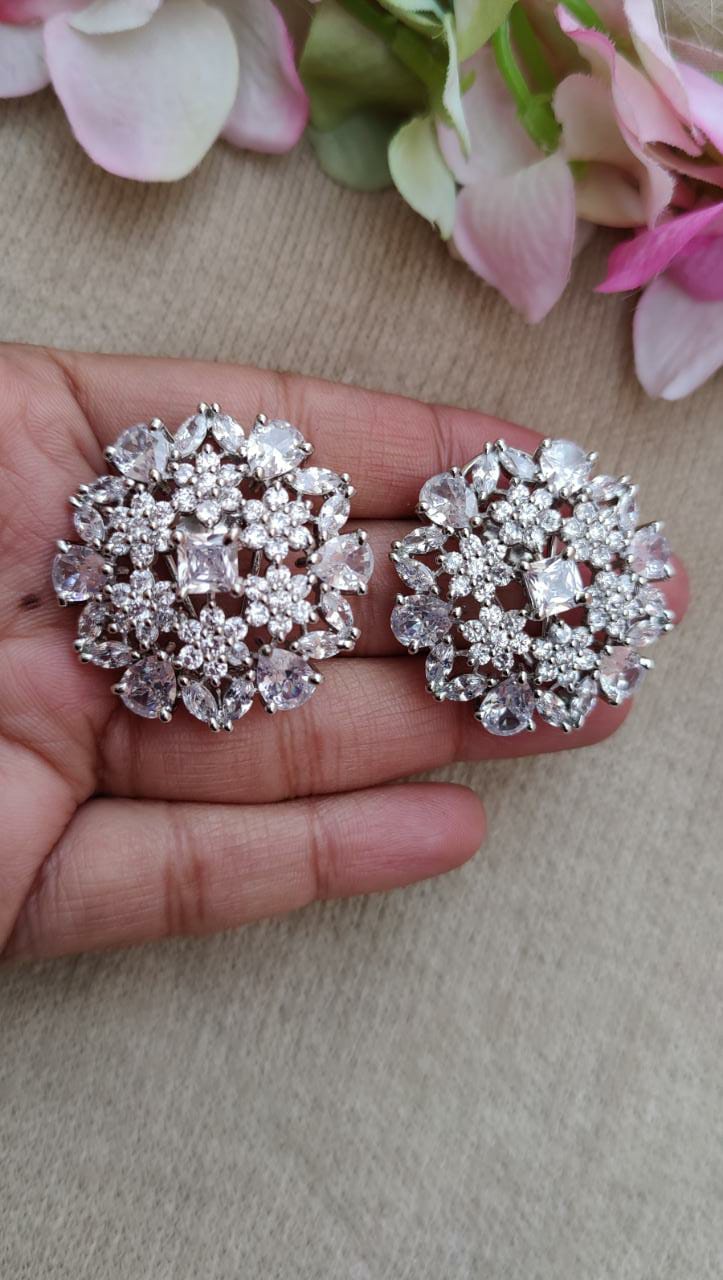 Tunisha Big AD/CZ Studs Earrings