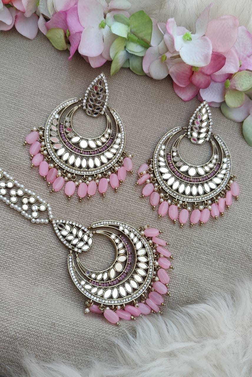 Amira Mirror Oversized Earrings Tikka