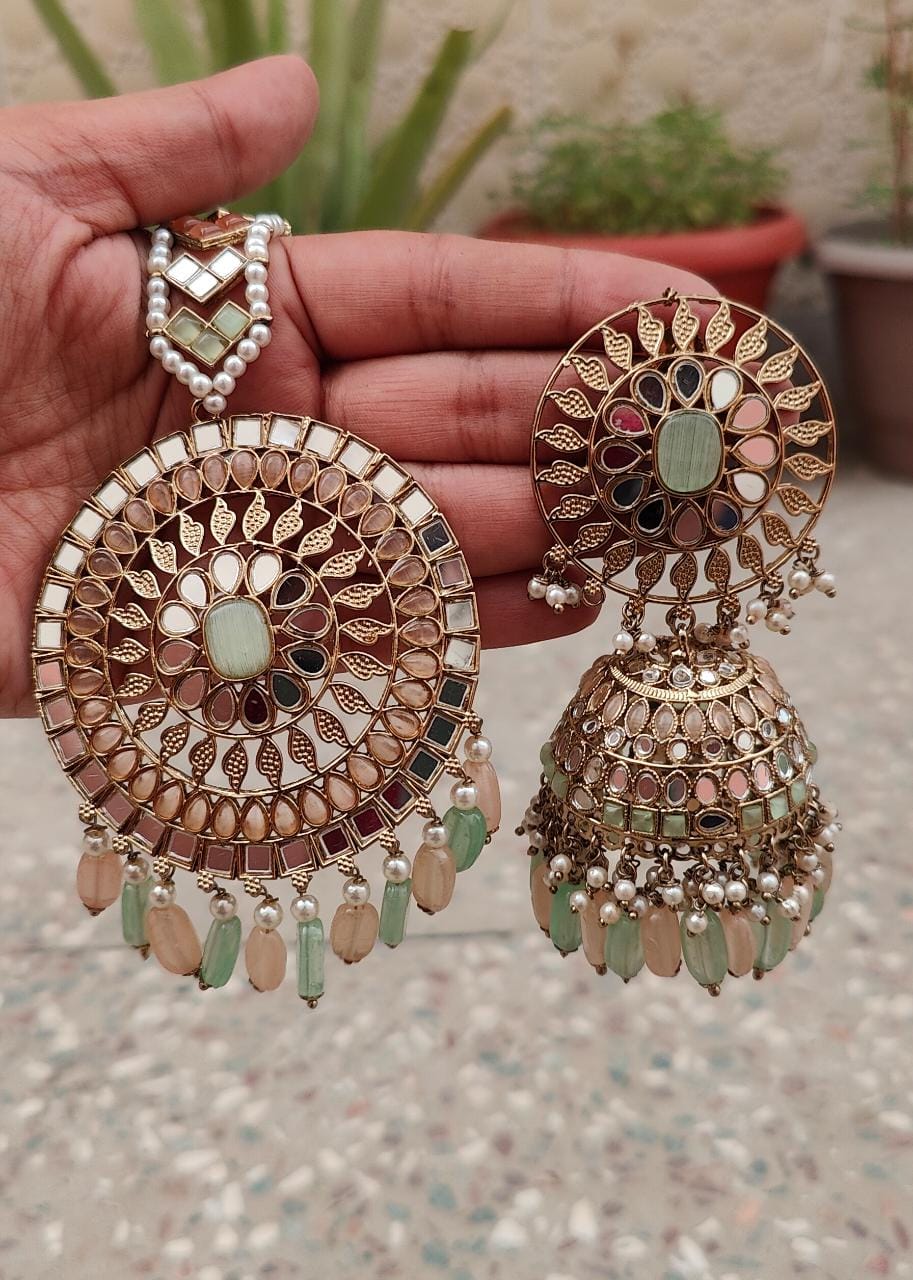 Anuja Oversized Mirror Jhumki Tikka