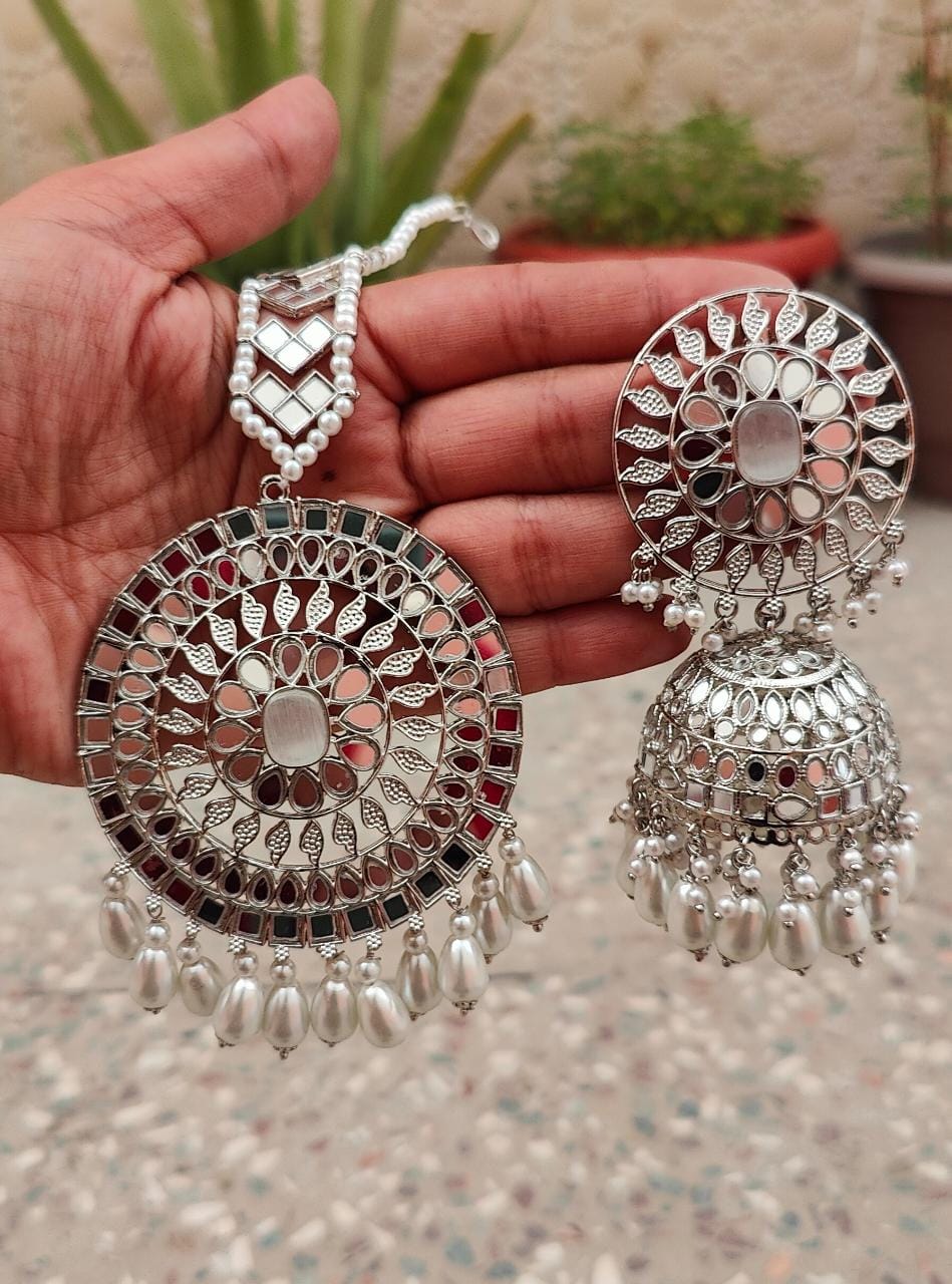 Anuja Oversized Mirror Jhumki Tikka