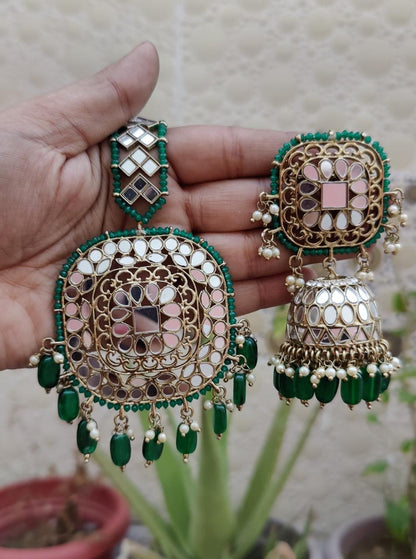 Tanvir Oversized Mirror Jhumki Tikka