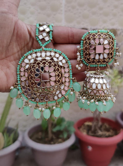 Tanvir Oversized Mirror Jhumki Tikka