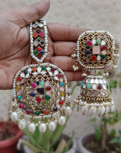 Tanvir Oversized Mirror Jhumki Tikka