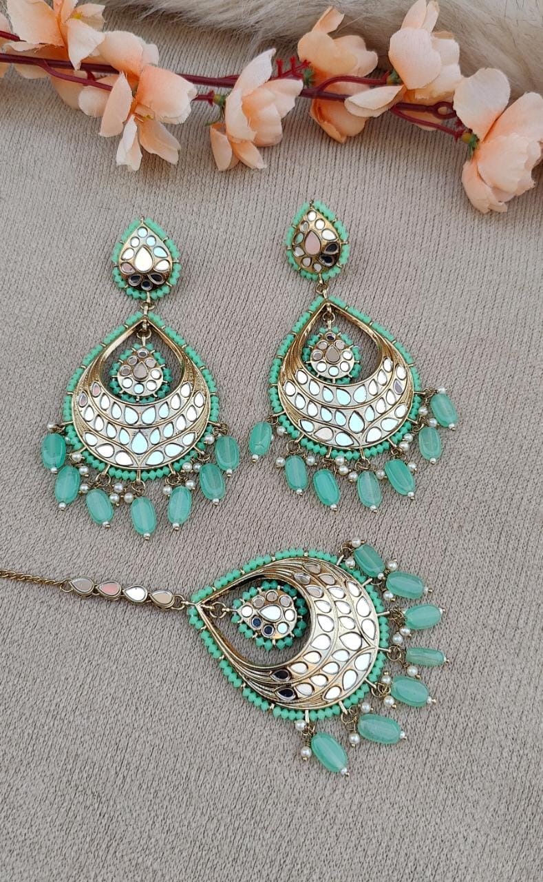 Anvitha Mirror Earrings Tikka