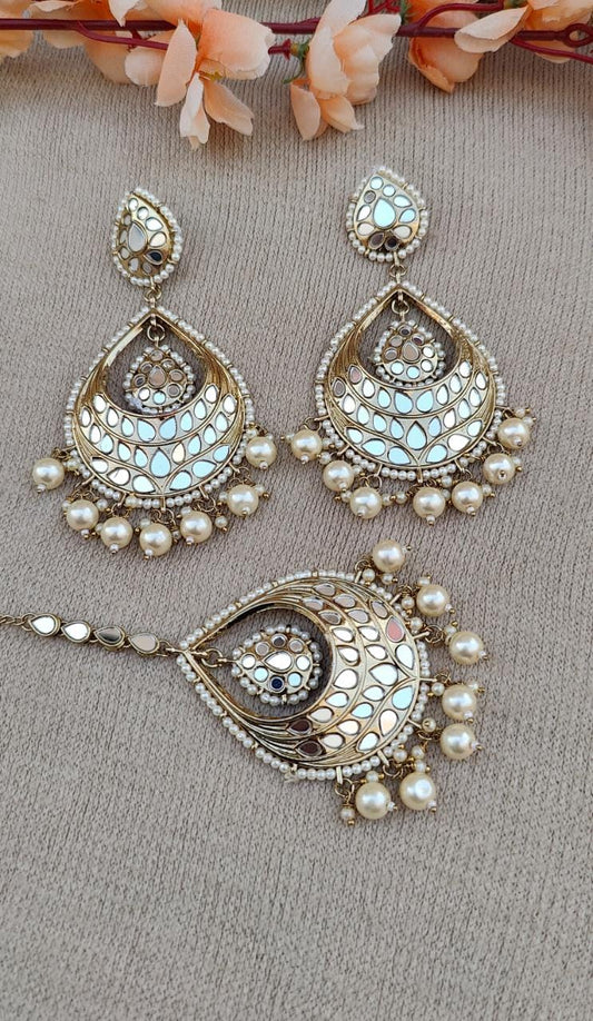 Anvitha Mirror Earrings Tikka