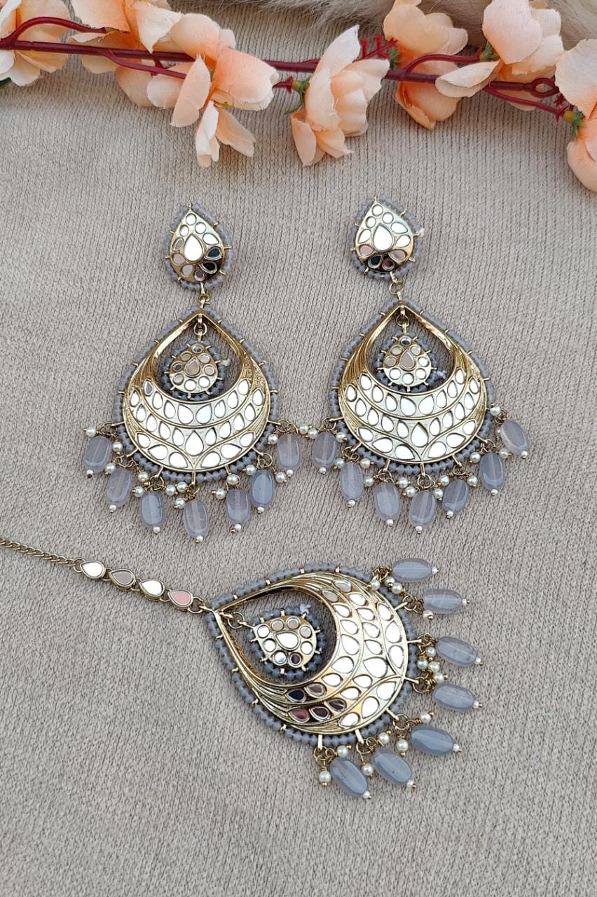 Anvitha Mirror Earrings Tikka