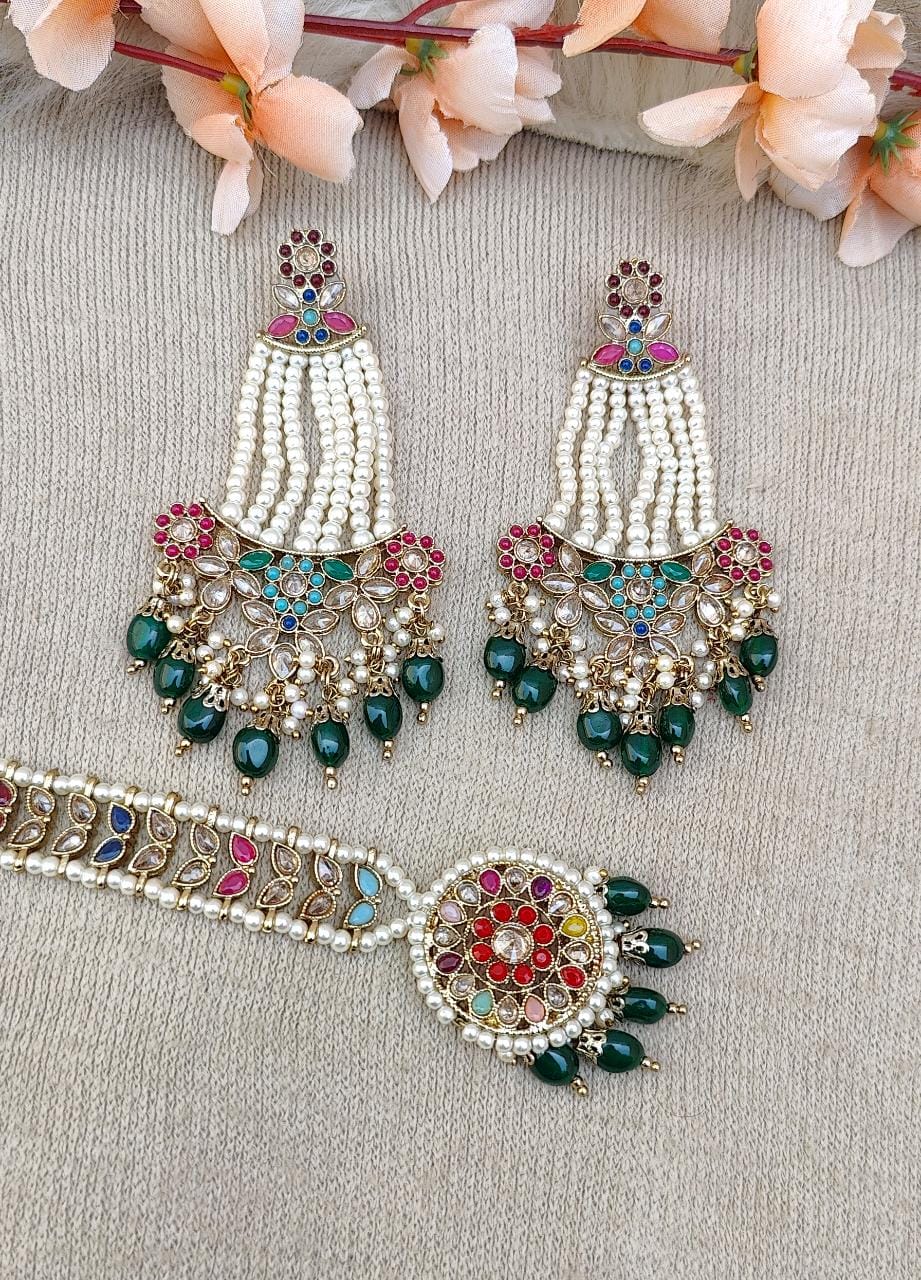 Zeenat Polki Earrings Tikka