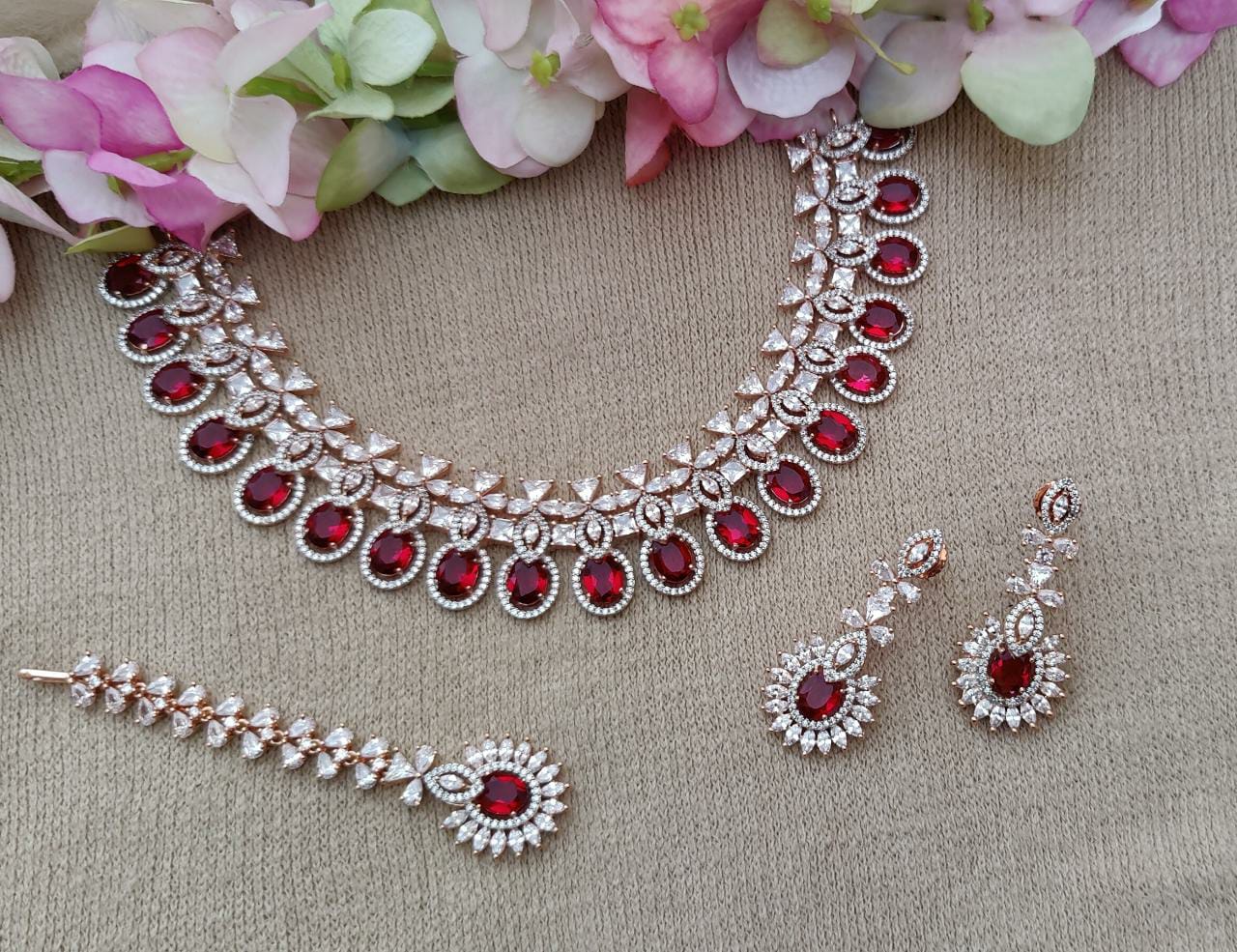 Piyali AD Necklace (Rose Gold)