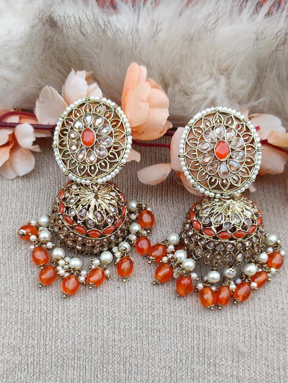 Arpita Oversized Polki Jhumkis Tikka