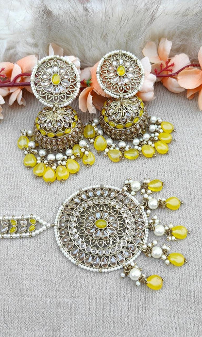 Arpita Oversized Polki Jhumkis Tikka