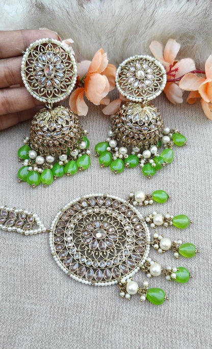 Arpita Oversized Polki Jhumkis Tikka