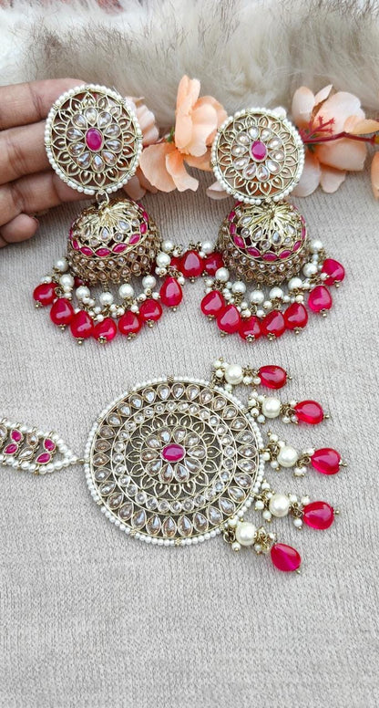 Arpita Oversized Polki Jhumkis Tikka