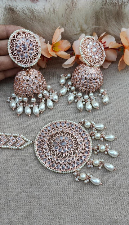 Arpita Oversized Polki Jhumkis Tikka