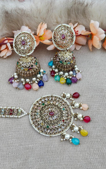 Arpita Oversized Polki Jhumkis Tikka