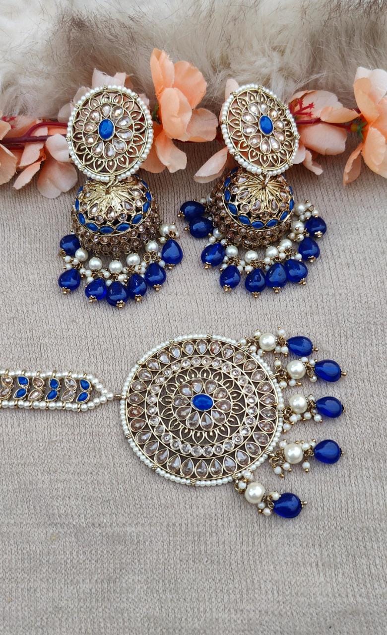 Arpita Oversized Polki Jhumkis Tikka