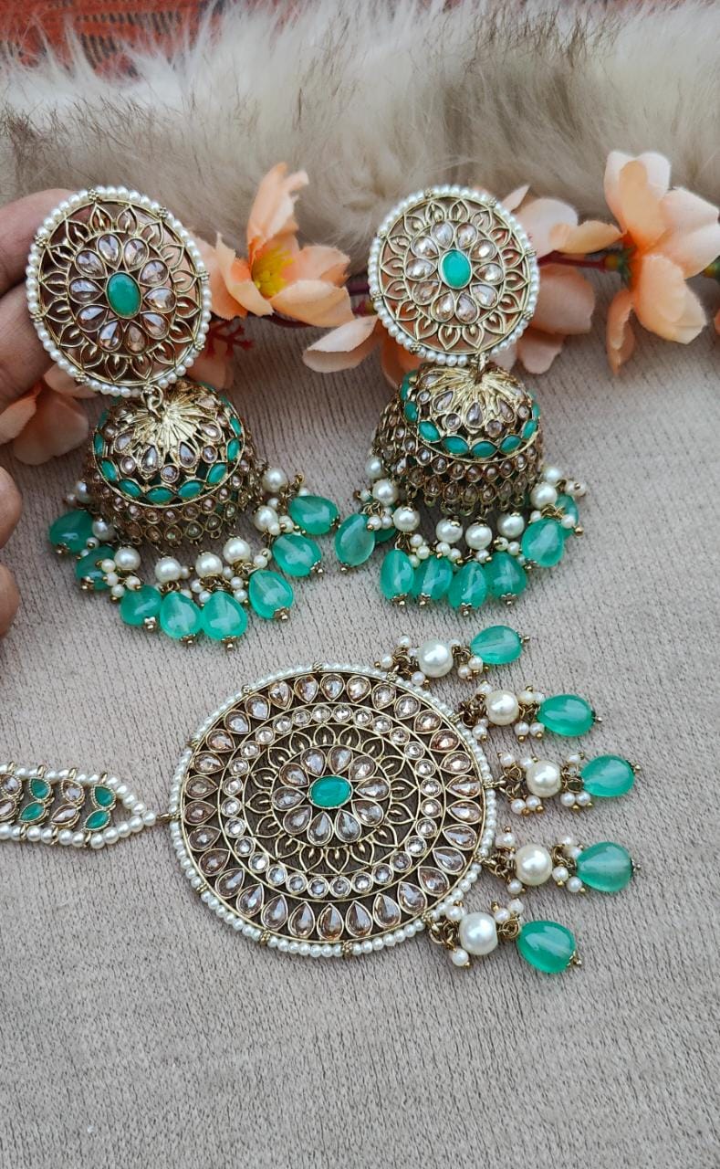 Arpita Oversized Polki Jhumkis Tikka