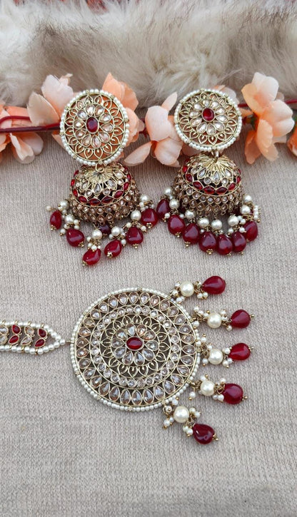 Arpita Oversized Polki Jhumkis Tikka