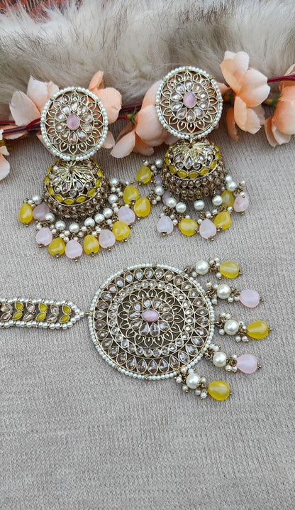 Arpita Oversized Polki Jhumkis Tikka