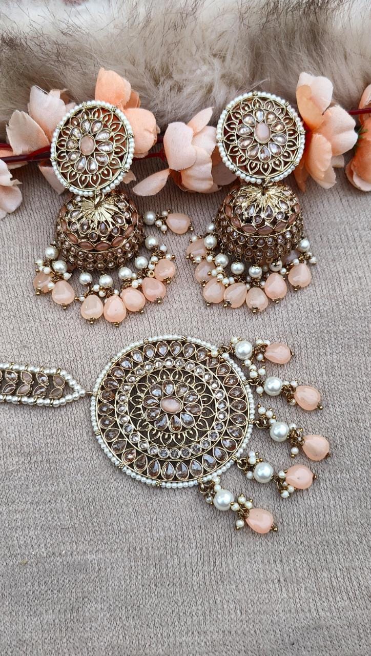 Arpita Oversized Polki Jhumkis Tikka