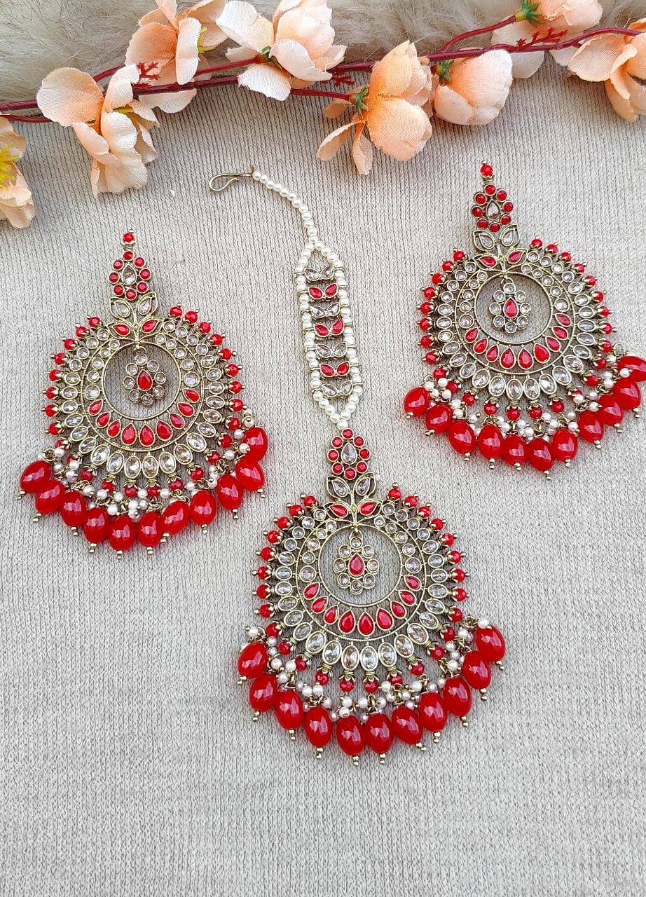 Gaurika Oversized Polki Earrings Tikka