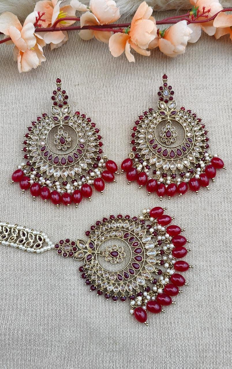 Gaurika Oversized Polki Earrings Tikka