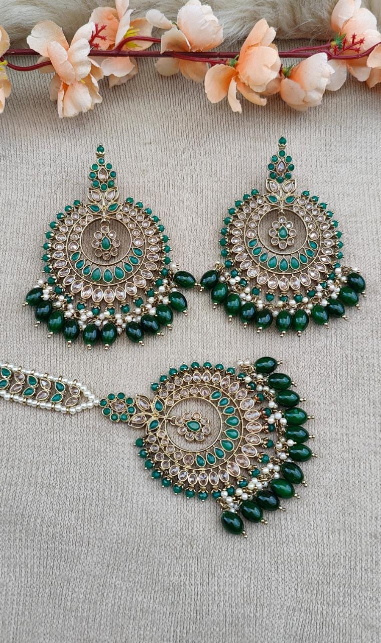 Gaurika Oversized Polki Earrings Tikka