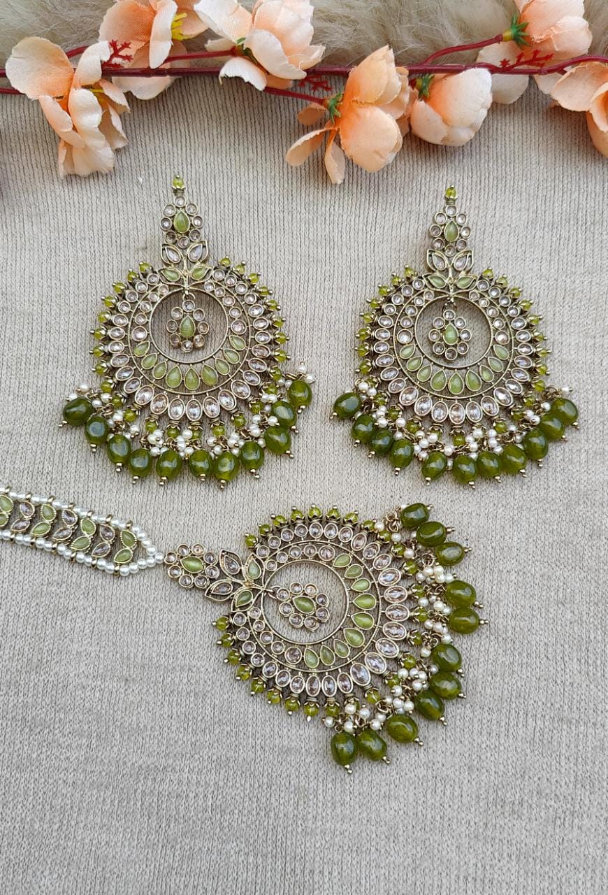 Gaurika Oversized Polki Earrings Tikka