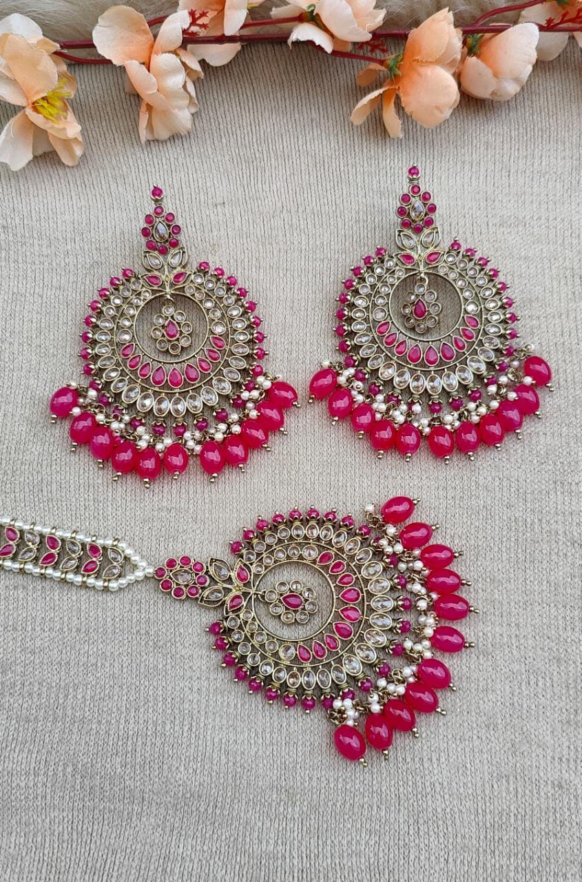 Gaurika Oversized Polki Earrings Tikka