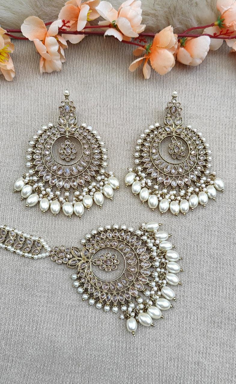 Gaurika Oversized Polki Earrings Tikka