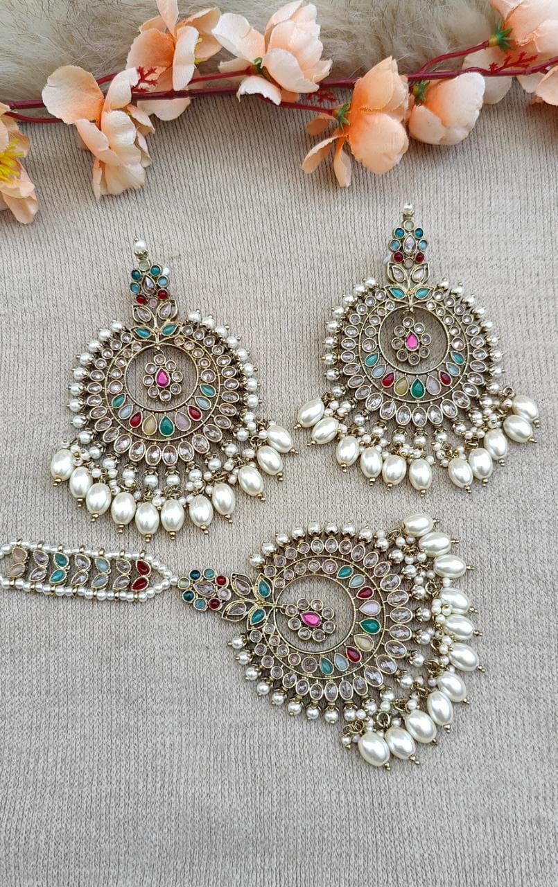 Gaurika Oversized Polki Earrings Tikka