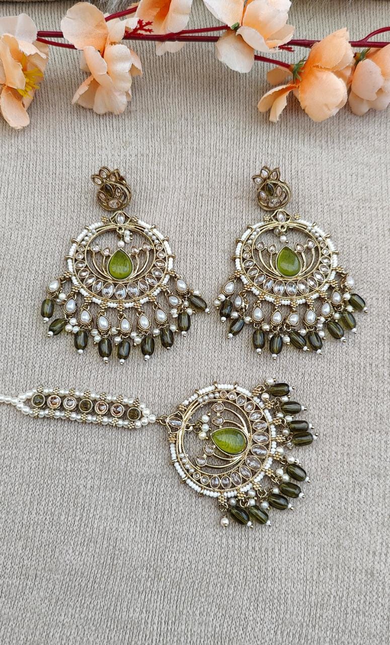 Tanusha Polki Earrings Tikka