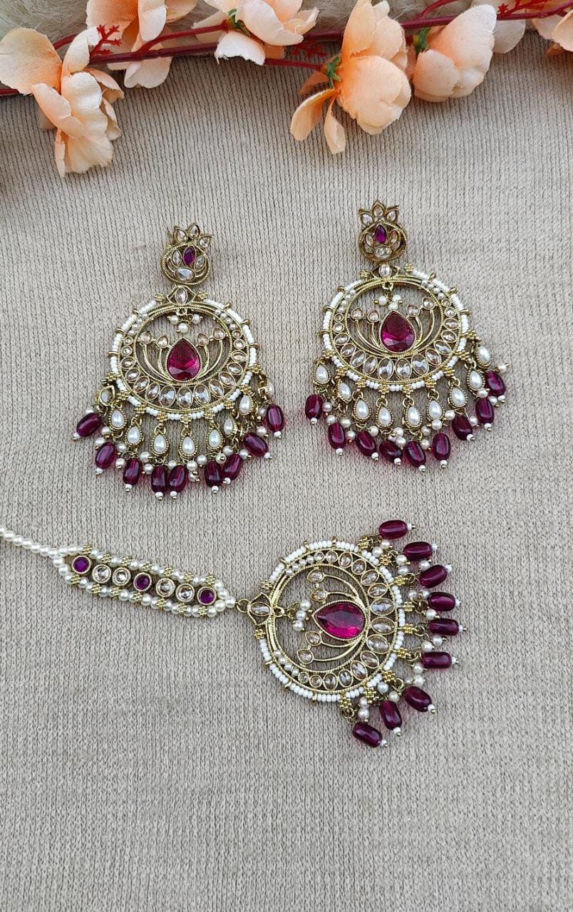 Tanusha Polki Earrings Tikka