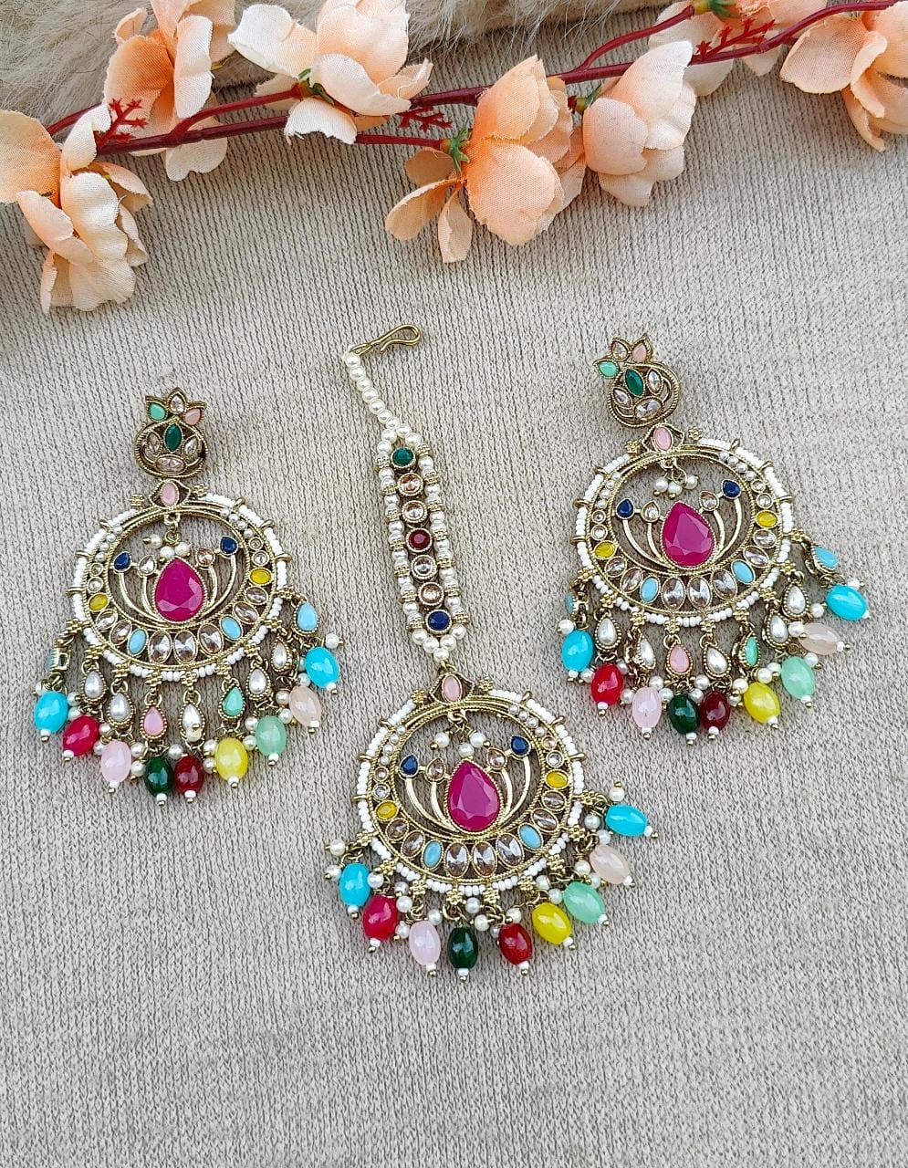 Tanusha Polki Earrings Tikka