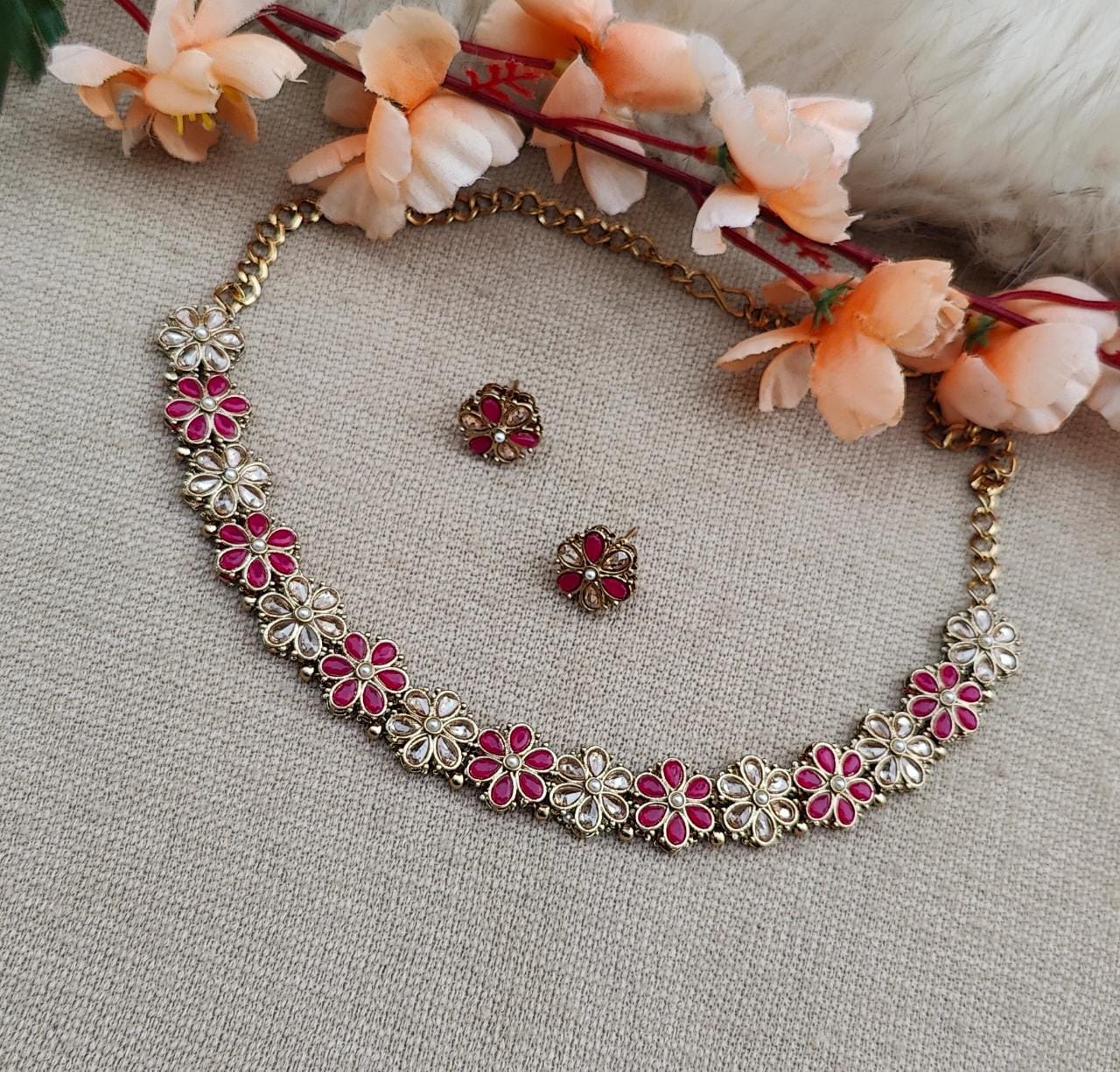 Nisha Floral Polki Necklace