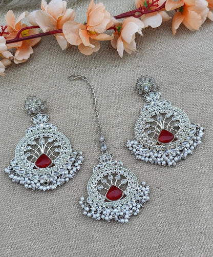 Ipsa Silver Polki Earrings Tikka