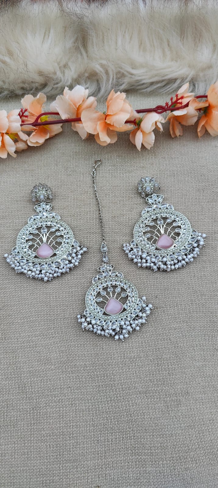 Ipsa Silver Polki Earrings Tikka