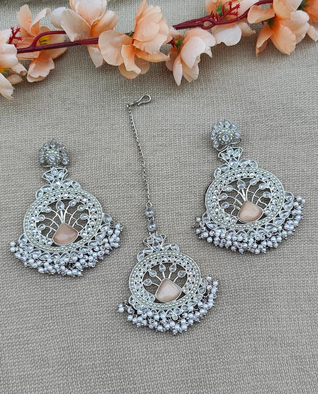 Ipsa Silver Polki Earrings Tikka