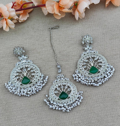 Ipsa Silver Polki Earrings Tikka