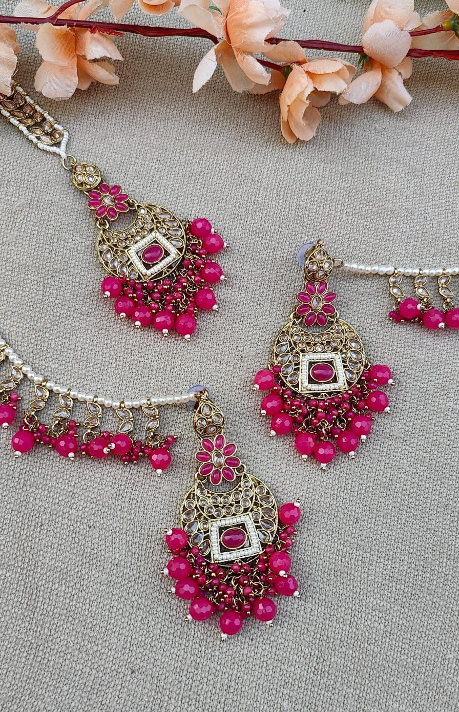 Rashmi Polki Earrings Tikka with Earchains