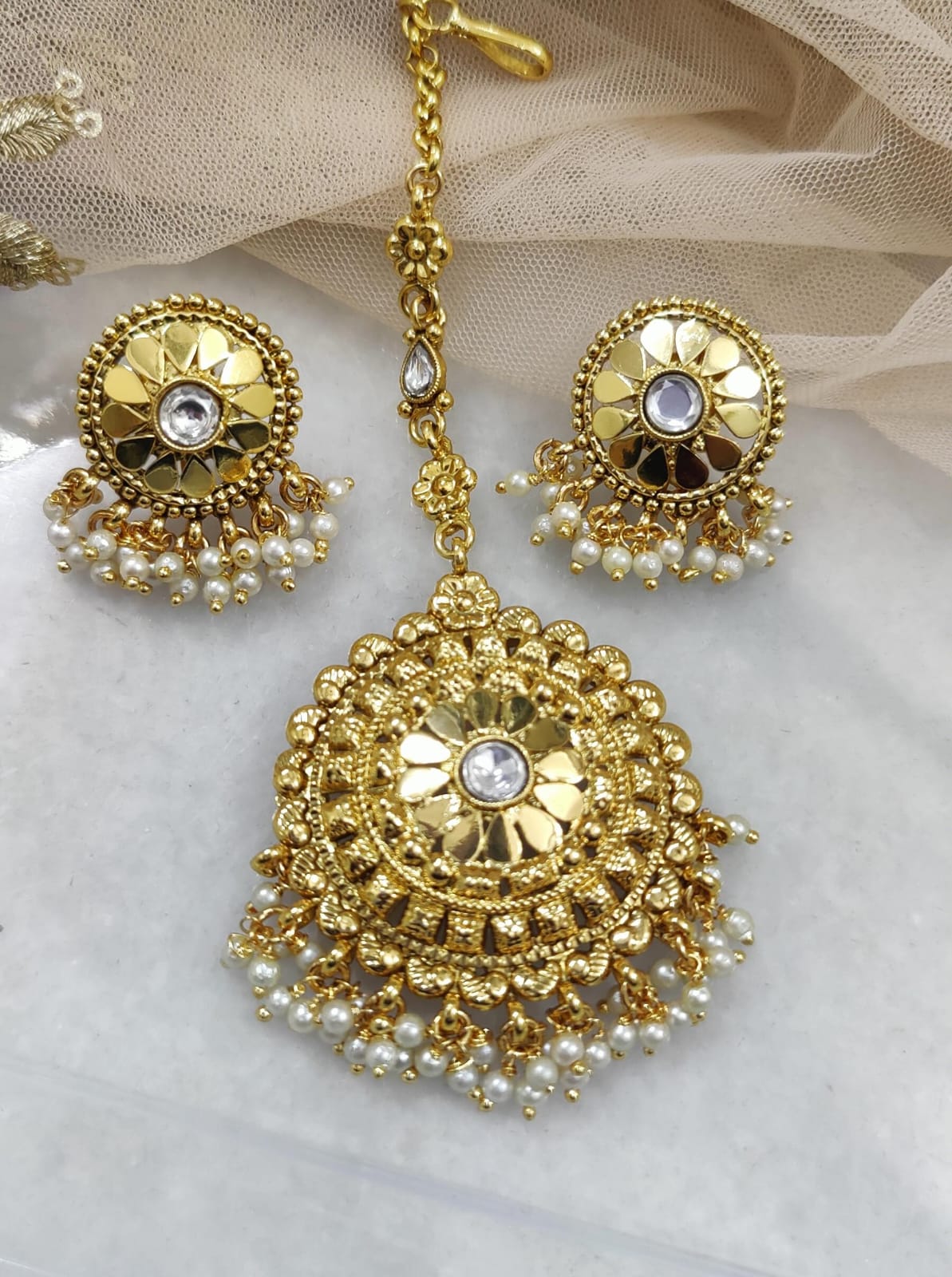 Ashima Gold Studs Tikka Set