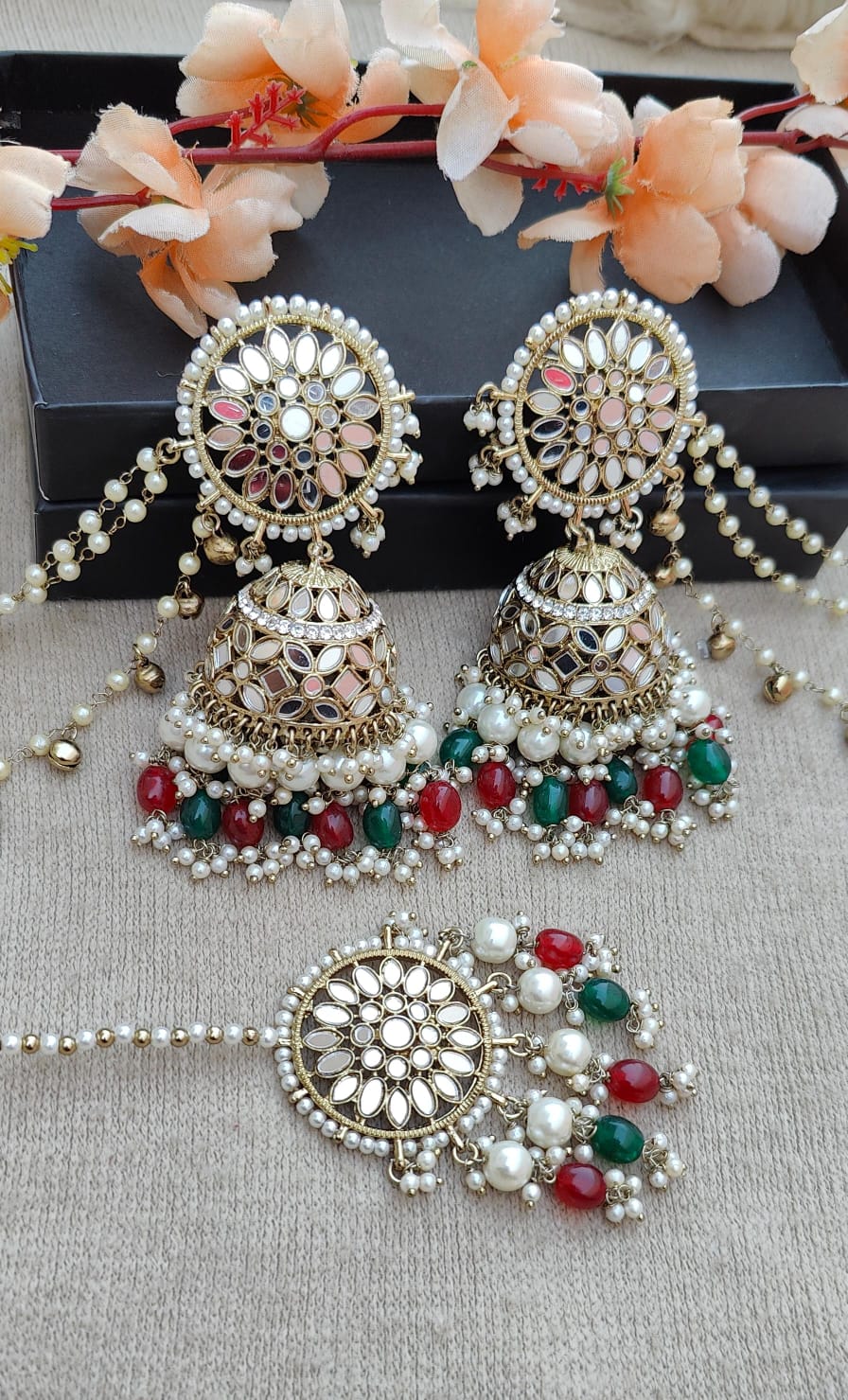 Alisha Oversized Mirror Jhumki Tikka