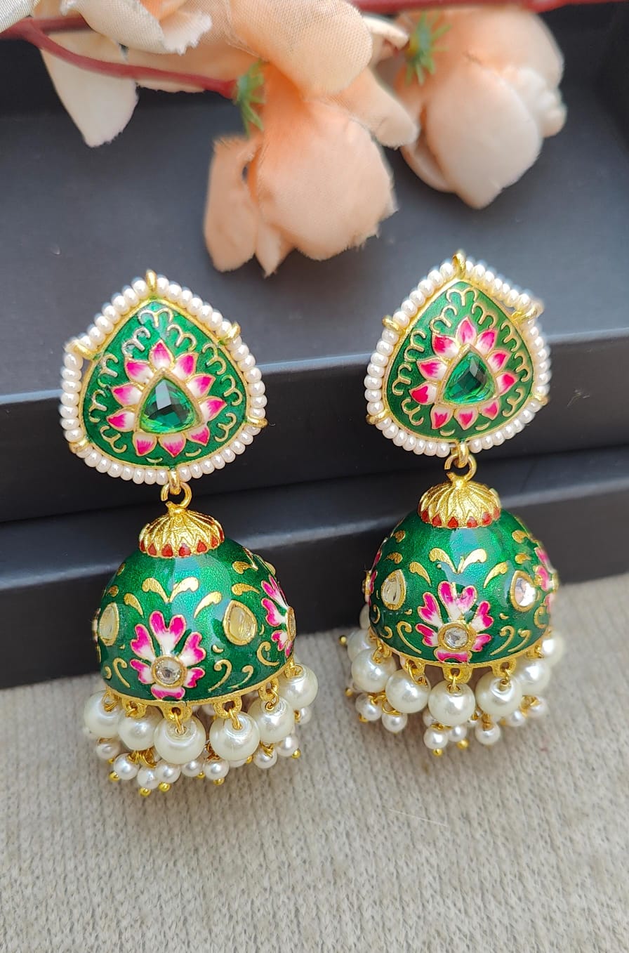 Triveni Meenakari Jhumkas