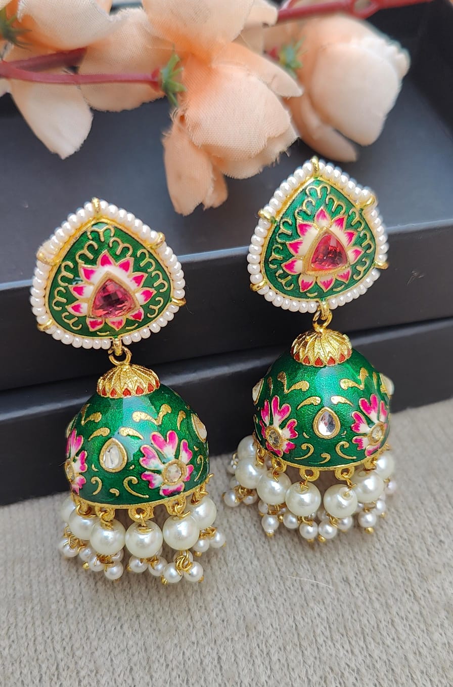 Triveni Meenakari Jhumkas