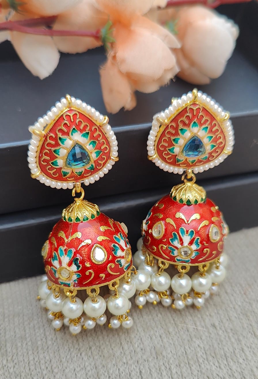 Triveni Meenakari Jhumkas