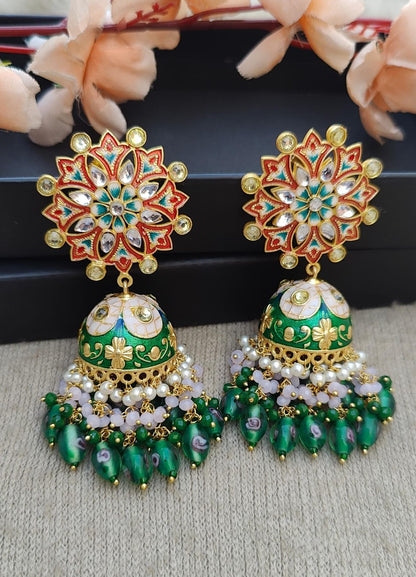 Vaniya Meenakari Jhumkas