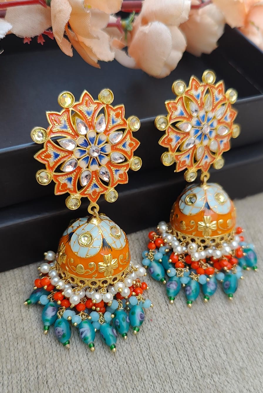 Vaniya Meenakari Jhumkas