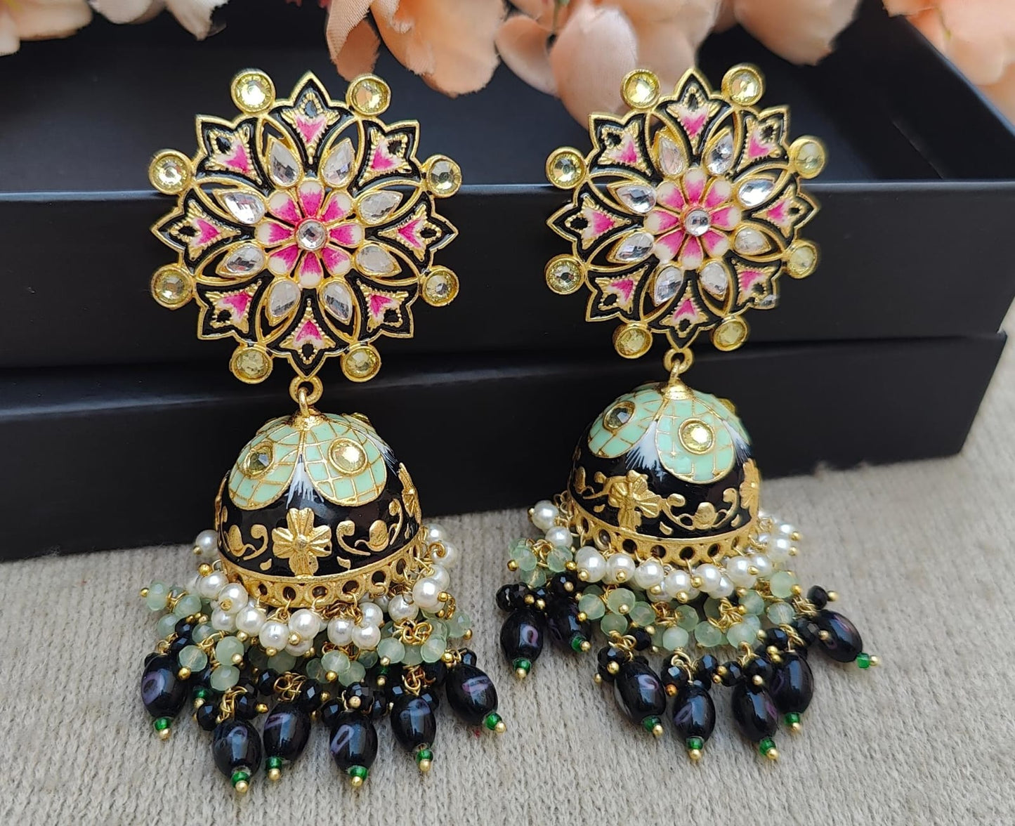 Vaniya Meenakari Jhumkas