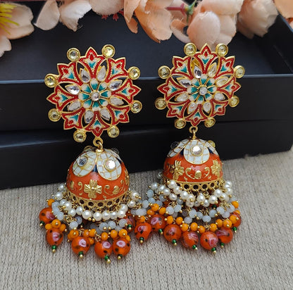 Vaniya Meenakari Jhumkas