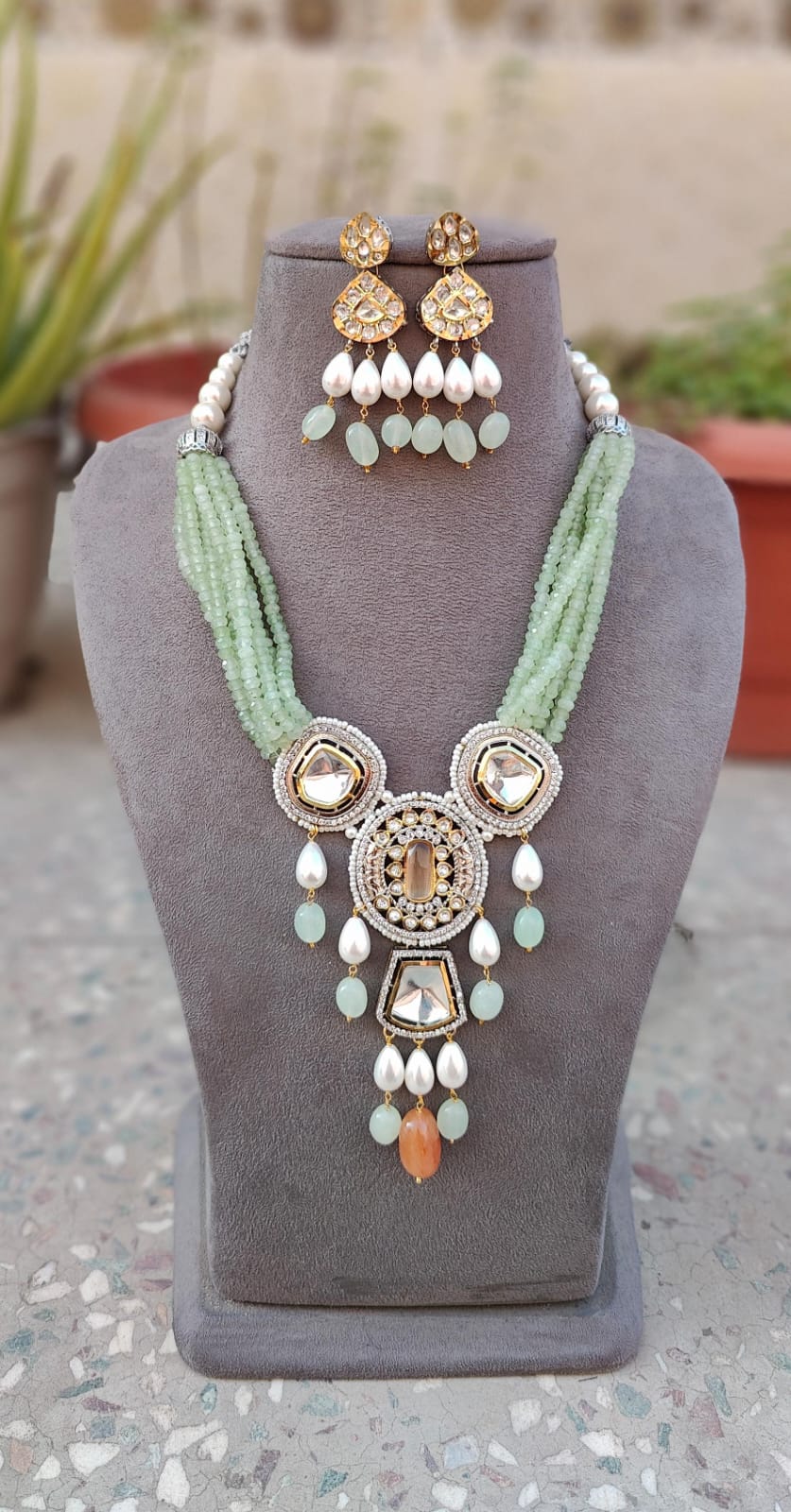 Tamanna Beaded Necklace (Sage)