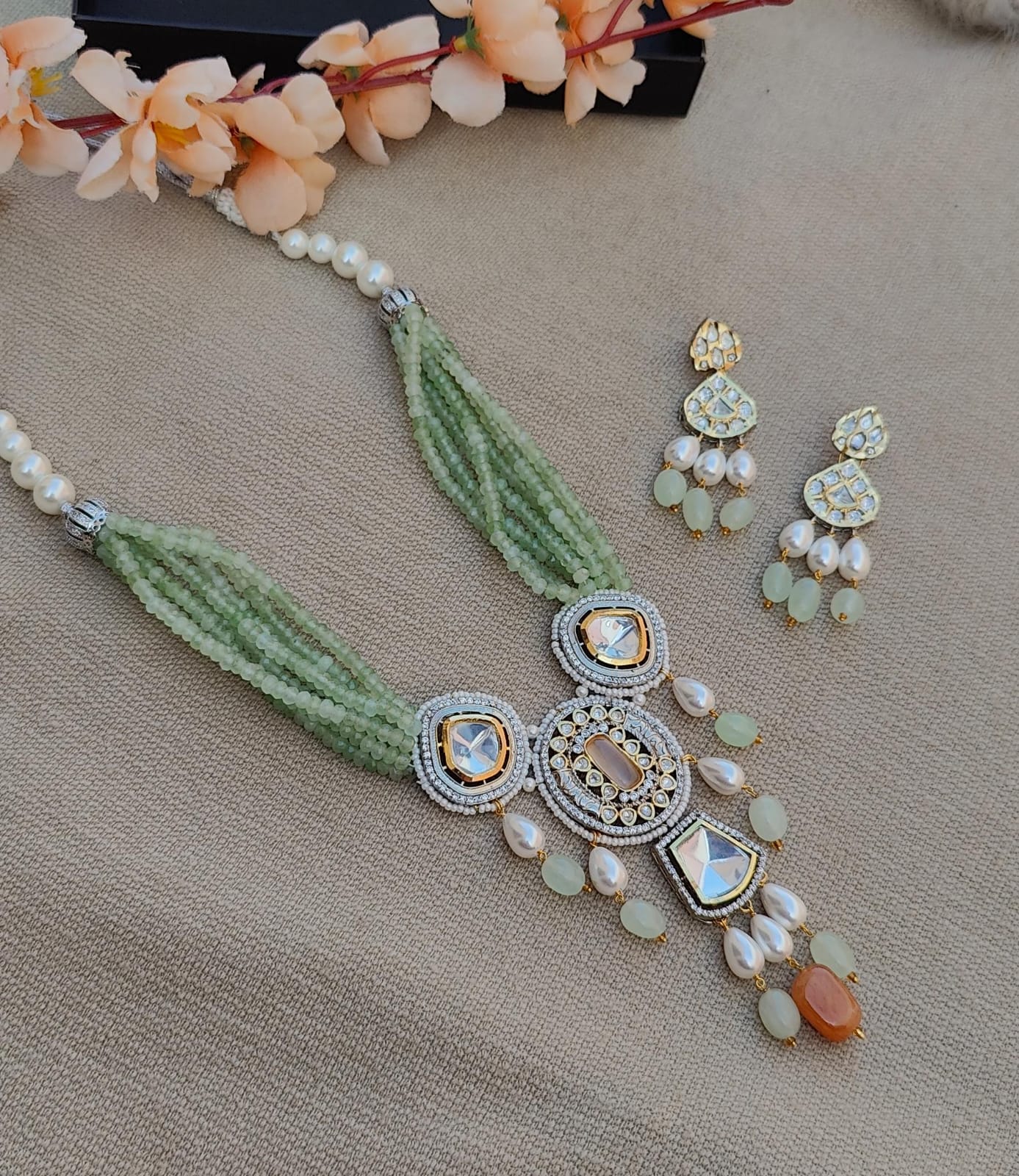 Tamanna Beaded Necklace (Sage)